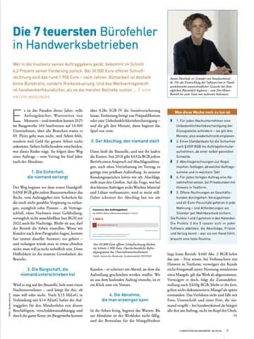 Erste Seite des Beitrags „Die 7 teuersten Bürofehler in Handwerksbetrieben“